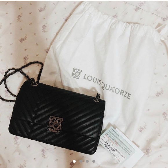 LOUIS QUARTOZE CHAIN FLAP BAG IN BLACK/ SILVER - Picture 1 of 4